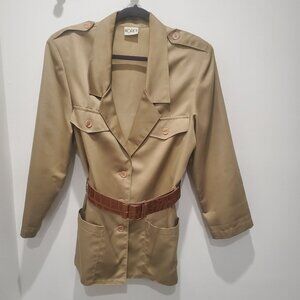 Koret Vintage Safari Style Khaki Belted Jacket/ Blazer/ Top with Epaulets 16